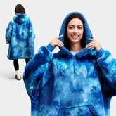 Wearable Blanket Dark Blue Tie Dye For Adults